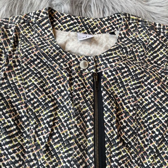 Cabi Jacket Sz Small geometric print moto womens zip up denim Colorful Casual - Picture 3 of 9
